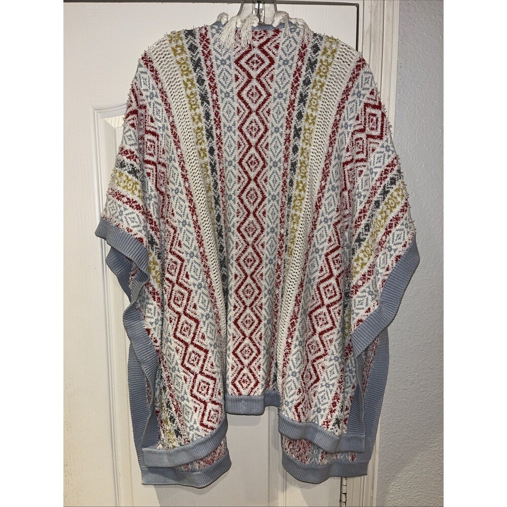 CAbi #5001 Siesta Poncho Fringe Sweater Cardigan XS/Small Colorful Boho - Picture 5 of 7